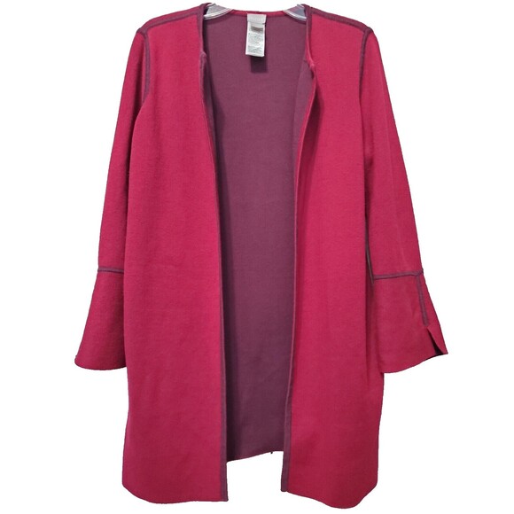 Chico's Reversible Open Front Longline Cardigan with Contrast Piping Size 2 LGE - Picture 1 of 9